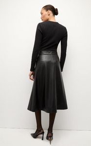 LOUISE VEGAN LEATHER SKIRT - Black