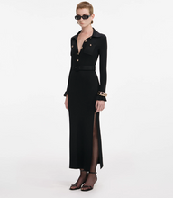 BLACK RIBBED KNIT MAXI DRESS