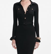 BLACK RIBBED KNIT MAXI DRESS