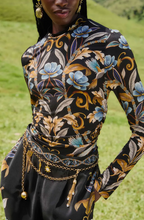 SNAKE GARDEN BLACK JERSEY BLOUSE