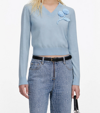 SEQUIN ROSE SWEATER - Blue