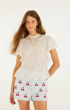 BLOUSE WITH APPLIQUES - Off-White