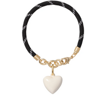 HAPPY HEART CORD CHARM BRACELET - Black