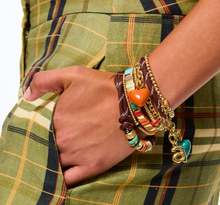 HAPPY HEART CORD CHARM BRACELET - Brown