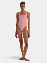 SQUARE NECK SWIM - Metallic Dusty Pink