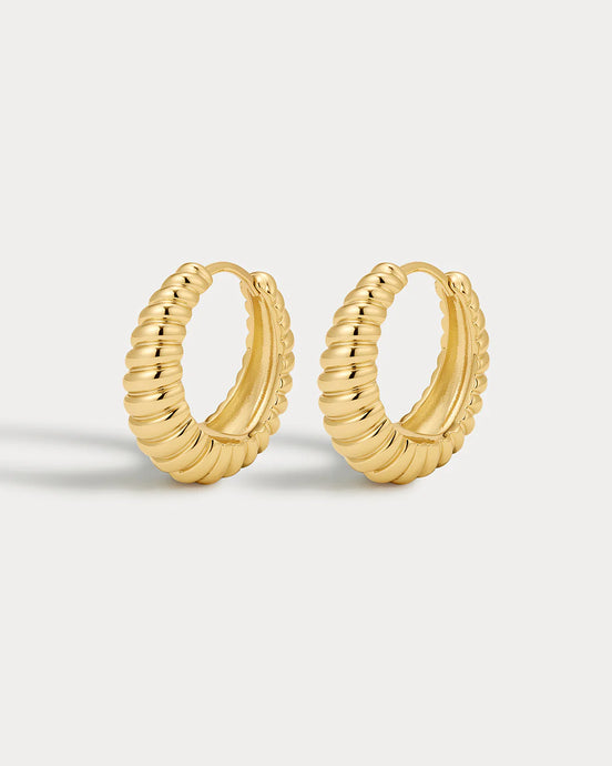 RIDGED MARBELLA HOOPS - Gold