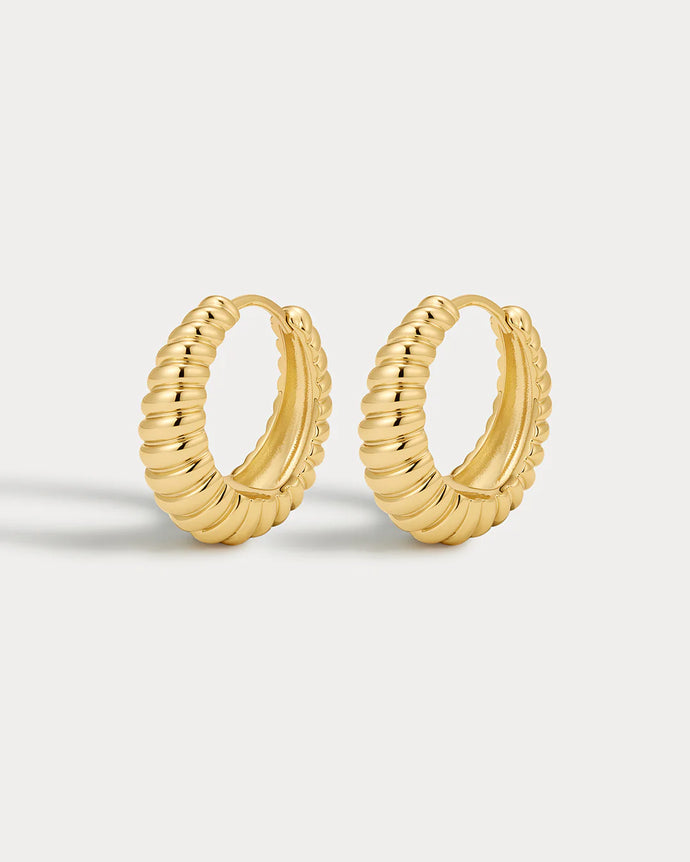 RIDGED MARBELLA HOOPS - Gold