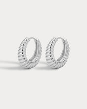 RIDGED MARBELLA HOOPS - Silver