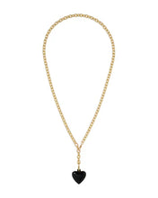 MINI PUFFY HEART CHARM NECKLACE - Black