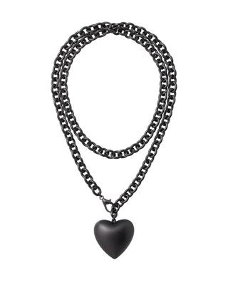 PUFFY HEART NECKLACE - Black