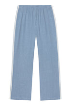 LINEN CROP STRIPE PANT - Lapis