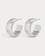 THE PAVE GEORGIA RIDGED HOOPS - Silver