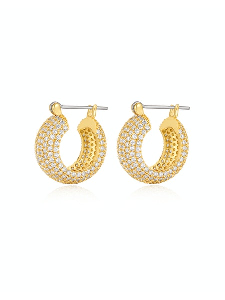 PAVE ROYALE HOOPS - Gold