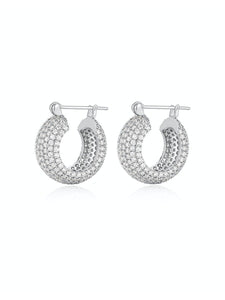 PAVE ROYALE HOOPS - Silver