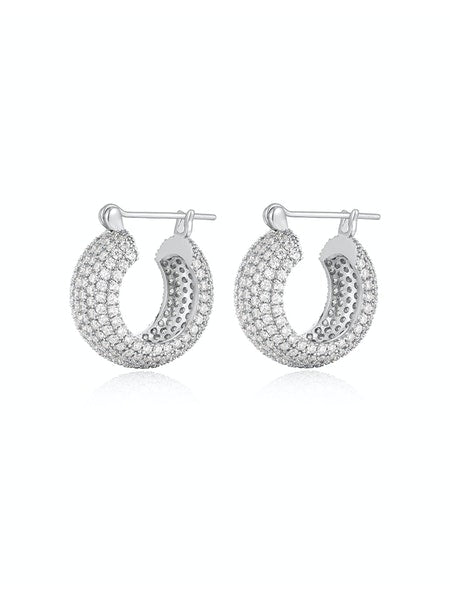 PAVE ROYALE HOOPS - Silver