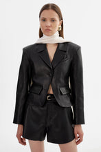 VALENTINA MICRO LEATHER BLAZER - Black