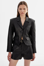 VALENTINA MICRO LEATHER BLAZER - Black