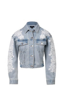 VALEX LACE COMBO DENIM JACKET - Ice Blue