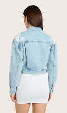 VALEX LACE COMBO DENIM JACKET - Ice Blue
