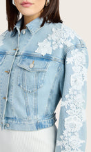 VALEX LACE COMBO DENIM JACKET - Ice Blue