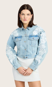 VALEX LACE COMBO DENIM JACKET - Ice Blue