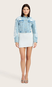 VALEX LACE COMBO DENIM JACKET - Ice Blue