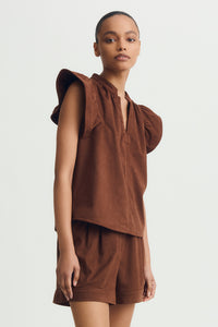 VENORA TOP - Brown Suede