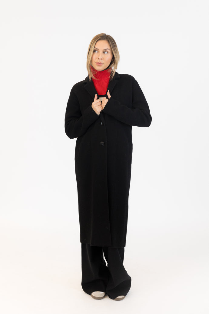 VICKI KNIT COAT - Black