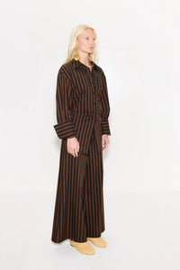 LOCH POPLIN BUTTON UP - Black/Brown