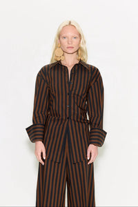 LOCH POPLIN BUTTON UP - Black/Brown
