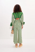 LOCH POPLIN BUTTON UP - Green Stripe