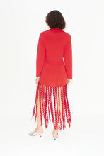 WALLIS KNIT FRINGE DRES - Cherry Red