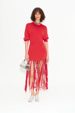 WALLIS KNIT FRINGE DRES - Cherry Red