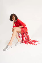 WALLIS KNIT FRINGE DRES - Cherry Red