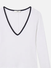 SPORTY V NECK TOP - White