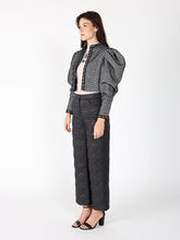 TEXTURED PUFF SLEEVE CROP JACKET