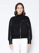 CROSSED ZIPPPER SWEATSHIRT - Black