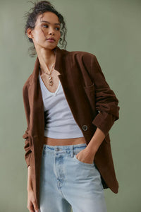 PAPER CUT VEGAN BLAZER - Brown Bear