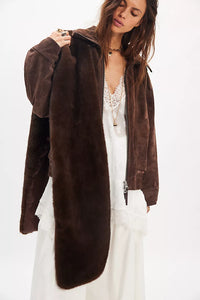 SNOW ANGEL FAUX FUR SCARF - Espresso