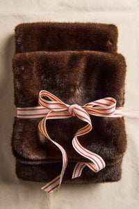 SNOW ANGEL FAUX FUR SCARF - Espresso