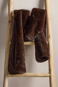SNOW ANGEL FAUX FUR SCARF - Espresso