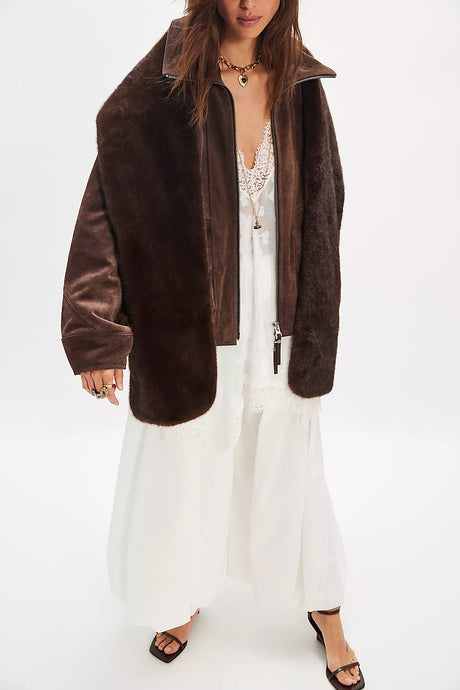 SNOW ANGEL FAUX FUR SCARF - Espresso