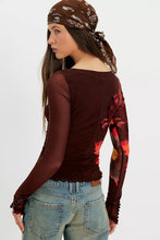 LILY PRINTED TOP - Cocoa Combo
