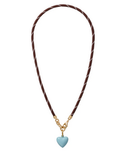 HAPPY HEART CORD CHARM NECKLACE - Brown