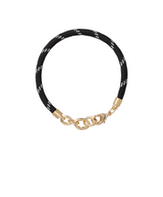HAPPY HEART CORD CHARM BRACELET - Black