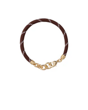 HAPPY HEART CORD CHARM BRACELET - Brown