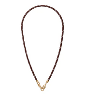 HAPPY HEART CORD CHARM NECKLACE - Brown