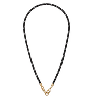 HAPPY HEART CORD CHARM NECKLACE - Black