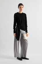 SIDE TIE SWEATER - Black