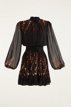 GARDEN SILHOUETE MINI DRESS - Black